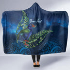 New Zealand Takahe Personalised Hooded Blanket Silver Fern Galaxy Polynesian Pattern