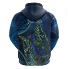 New Zealand Takahe Personalised Hoodie Silver Fern Galaxy Polynesian Pattern