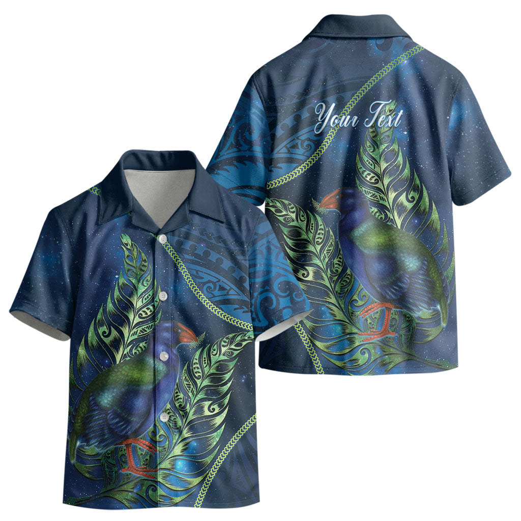 New Zealand Takahe Personalised Kid Hawaiian Shirt Silver Fern Galaxy Polynesian Pattern LT22