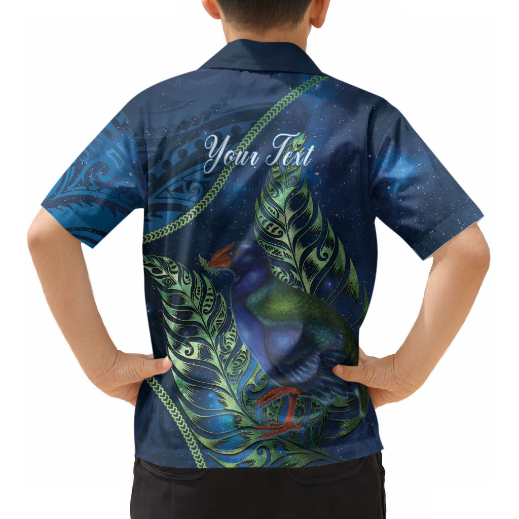 New Zealand Takahe Personalised Kid Hawaiian Shirt Silver Fern Galaxy Polynesian Pattern LT22
