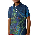 New Zealand Takahe Personalised Kid Polo Shirt Silver Fern Galaxy Polynesian Pattern