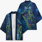 New Zealand Takahe Personalised Kimono Silver Fern Galaxy Polynesian Pattern