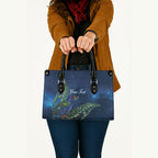 New Zealand Takahe Personalised Leather Bag Silver Fern Galaxy Polynesian Pattern