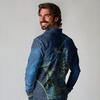 New Zealand Takahe Personalised Long Sleeve Polo Shirt Silver Fern Galaxy Polynesian Pattern
