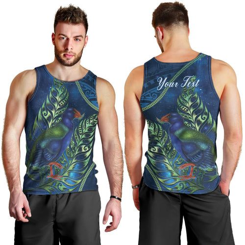 New Zealand Takahe Personalised Men Tank Top Silver Fern Galaxy Polynesian Pattern