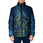 New Zealand Takahe Personalised Padded Jacket Silver Fern Galaxy Polynesian Pattern