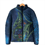 New Zealand Takahe Personalised Padded Jacket Silver Fern Galaxy Polynesian Pattern