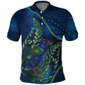 New Zealand Takahe Personalised Polo Shirt Silver Fern Galaxy Polynesian Pattern
