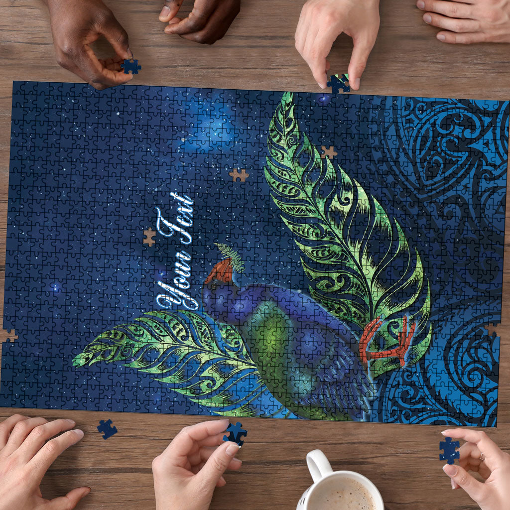 New Zealand Takahe Personalised Puzzle Silver Fern Galaxy Polynesian Pattern