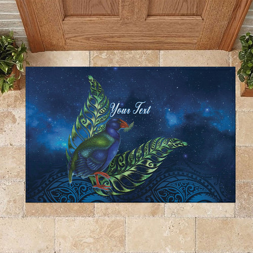 New Zealand Takahe Personalised Rubber Doormat Silver Fern Galaxy Polynesian Pattern