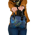 New Zealand Takahe Personalised Shoulder Handbag Silver Fern Galaxy Polynesian Pattern