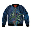 New Zealand Takahe Personalised Sleeve Zip Bomber Jacket Silver Fern Galaxy Polynesian Pattern