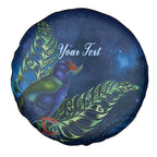 New Zealand Takahe Personalised Spare Tire Cover Silver Fern Galaxy Polynesian Pattern
