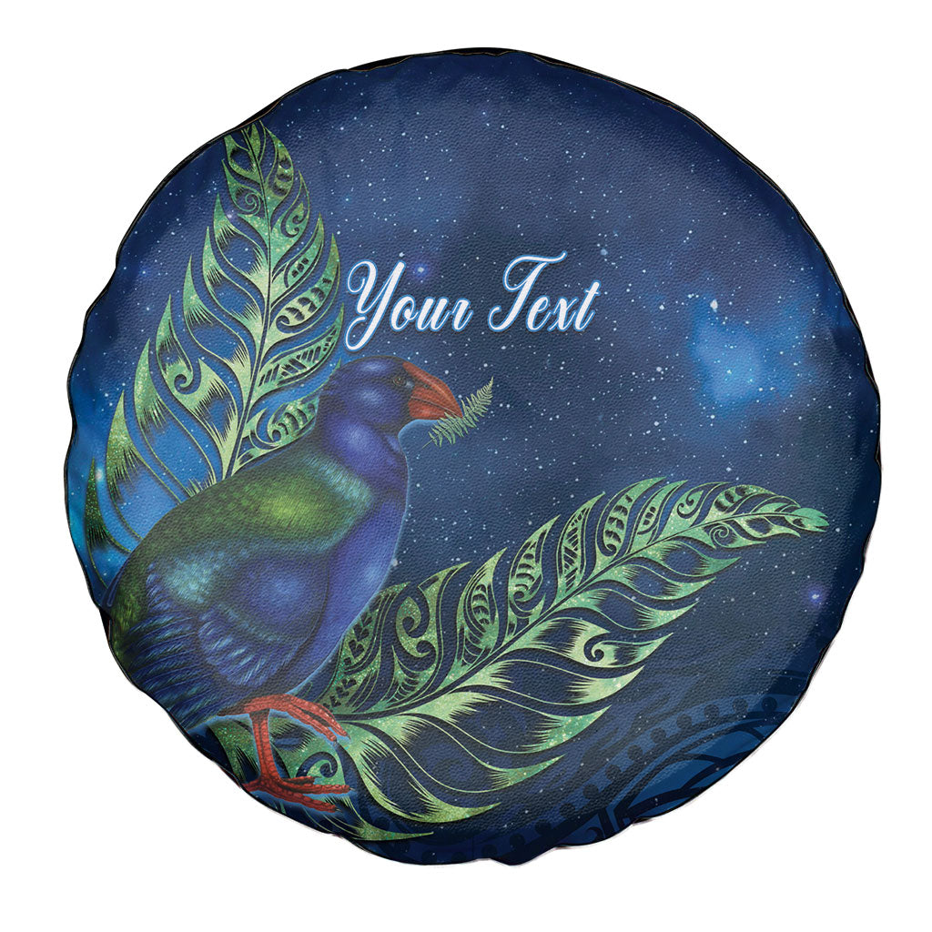 New Zealand Takahe Personalised Spare Tire Cover Silver Fern Galaxy Polynesian Pattern
