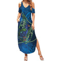 New Zealand Takahe Personalised Summer Maxi Dress Silver Fern Galaxy Polynesian Pattern