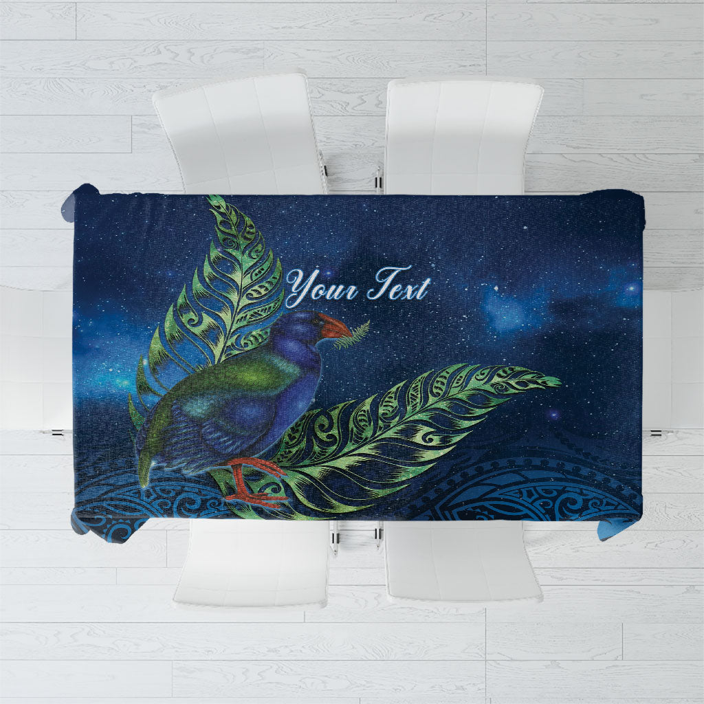 New Zealand Takahe Personalised Tablecloth Silver Fern Galaxy Polynesian Pattern