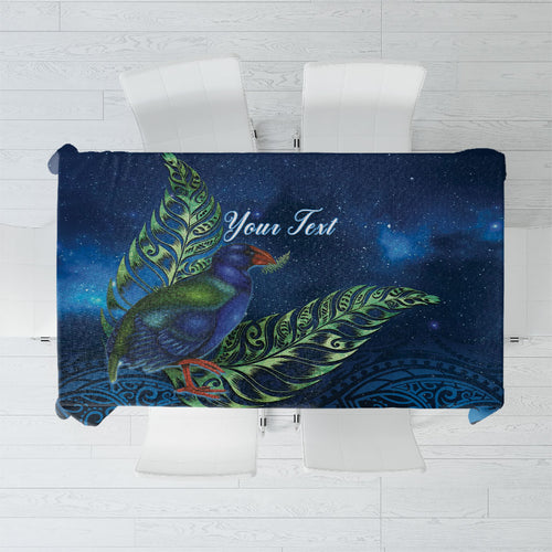 New Zealand Takahe Personalised Tablecloth Silver Fern Galaxy Polynesian Pattern