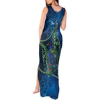 New Zealand Takahe Personalised Tank Maxi Dress Silver Fern Galaxy Polynesian Pattern