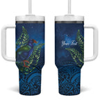 New Zealand Takahe Personalised Tumbler With Handle Silver Fern Galaxy Polynesian Pattern
