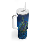 New Zealand Takahe Personalised Tumbler With Handle Silver Fern Galaxy Polynesian Pattern