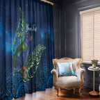 New Zealand Takahe Personalised Window Curtain Silver Fern Galaxy Polynesian Pattern