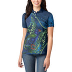 New Zealand Takahe Personalised Women Polo Shirt Silver Fern Galaxy Polynesian Pattern