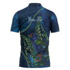 New Zealand Takahe Personalised Zipper Polo Shirt Silver Fern Galaxy Polynesian Pattern
