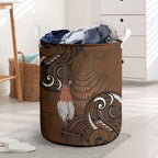 New Zealand Taiaha Laundry Basket Maori Weapon Silver Fern Maori Pattern