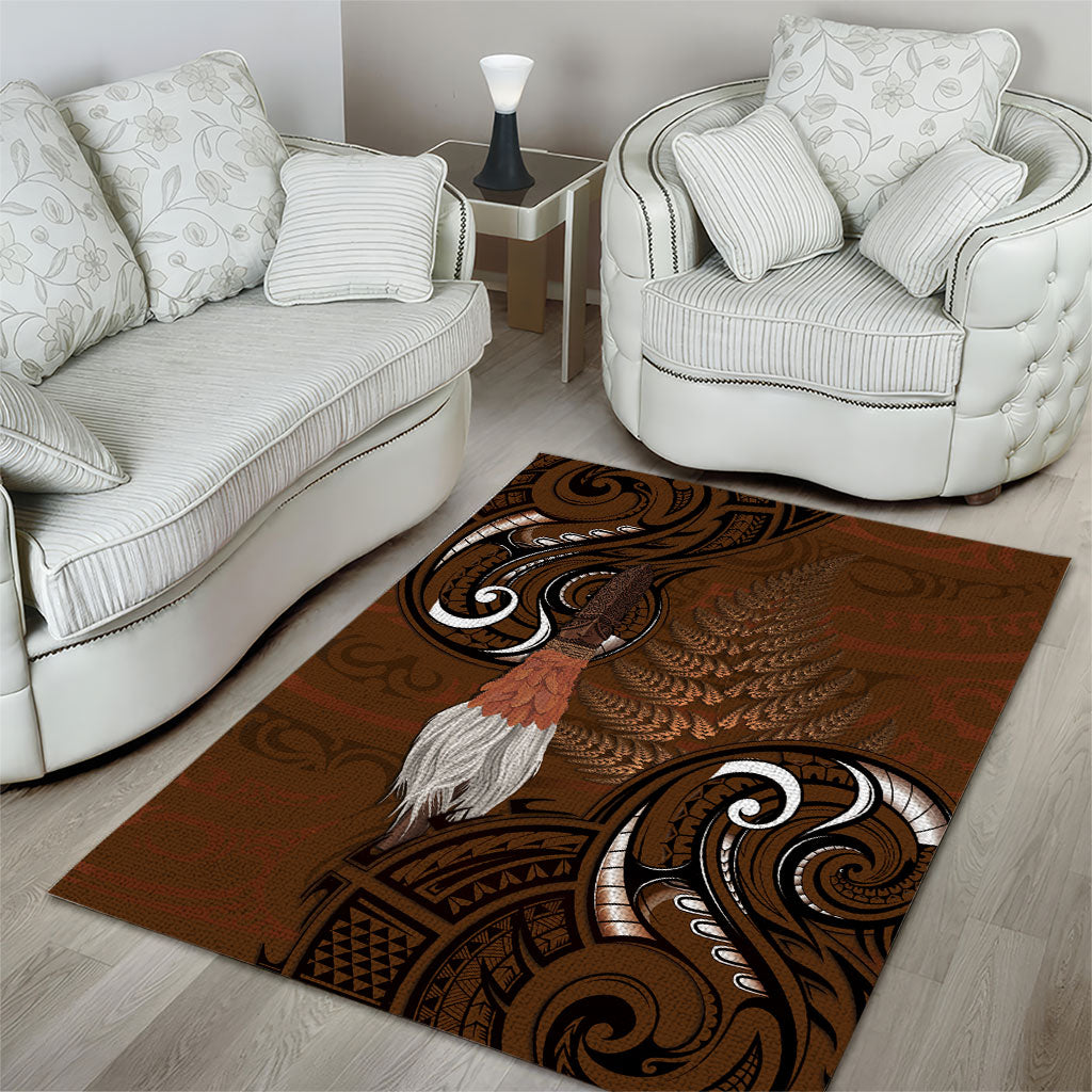 New Zealand Taiaha Area Rug Maori Weapon Silver Fern Maori Pattern