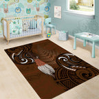 New Zealand Taiaha Area Rug Maori Weapon Silver Fern Maori Pattern