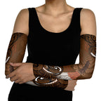 New Zealand Taiaha Arm Sleeves Maori Weapon Silver Fern Maori Pattern