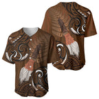 New Zealand Taiaha Baseball Jersey Maori Weapon Silver Fern Maori Pattern