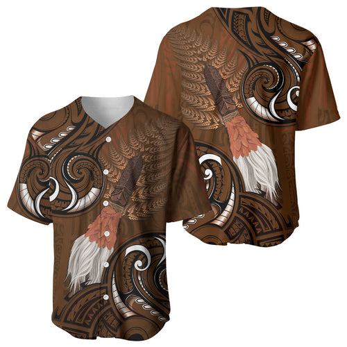 New Zealand Taiaha Baseball Jersey Maori Weapon Silver Fern Maori Pattern