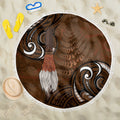 New Zealand Taiaha Beach Blanket Maori Weapon Silver Fern Maori Pattern