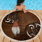 New Zealand Taiaha Beach Blanket Maori Weapon Silver Fern Maori Pattern