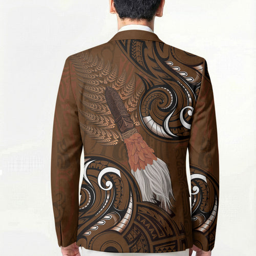 New Zealand Taiaha Blazer Maori Weapon Silver Fern Maori Pattern