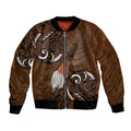 New Zealand Taiaha Bomber Jacket Maori Weapon Silver Fern Maori Pattern