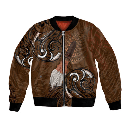 New Zealand Taiaha Bomber Jacket Maori Weapon Silver Fern Maori Pattern