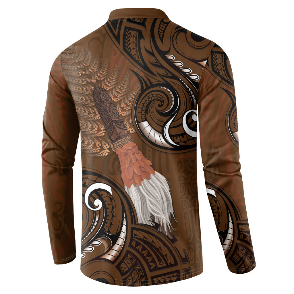 New Zealand Taiaha Button Sweatshirt Maori Weapon Silver Fern Maori Pattern