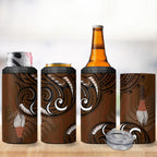 New Zealand Taiaha 4 in 1 Can Cooler Tumbler Maori Weapon Silver Fern Maori Pattern