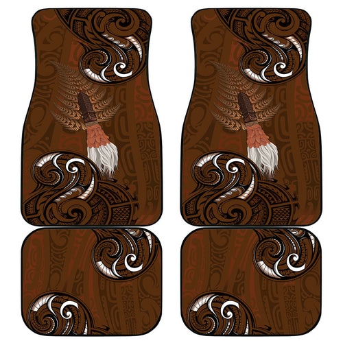 New Zealand Taiaha Car Mats Maori Weapon Silver Fern Maori Pattern