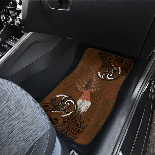 New Zealand Taiaha Car Mats Maori Weapon Silver Fern Maori Pattern