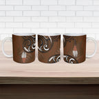 New Zealand Taiaha Ceramic Mug Maori Weapon Silver Fern Maori Pattern