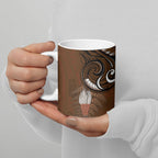 New Zealand Taiaha Ceramic Mug Maori Weapon Silver Fern Maori Pattern
