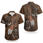 New Zealand Taiaha Couples Matching Off Shoulder Maxi Dress and Hawaiian Shirt Maori Weapon Silver Fern Maori Pattern
