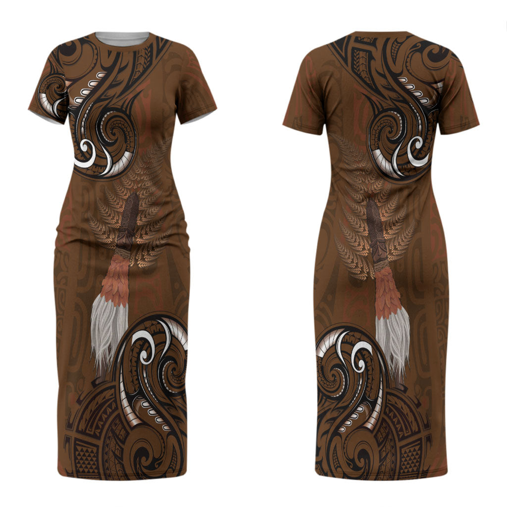 New Zealand Taiaha Couples Matching Short Sleeve Bodycon Dress and Long Sleeve Button Shirt Maori Weapon Silver Fern Maori Pattern