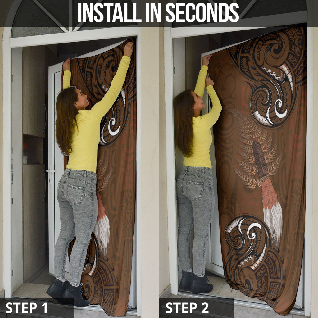 New Zealand Taiaha Door Cover Maori Weapon Silver Fern Maori Pattern