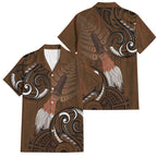 New Zealand Taiaha Family Matching Short Sleeve Bodycon Dress and Hawaiian Shirt Maori Weapon Silver Fern Maori Pattern