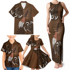 New Zealand Taiaha Family Matching Tank Maxi Dress and Hawaiian Shirt Maori Weapon Silver Fern Maori Pattern