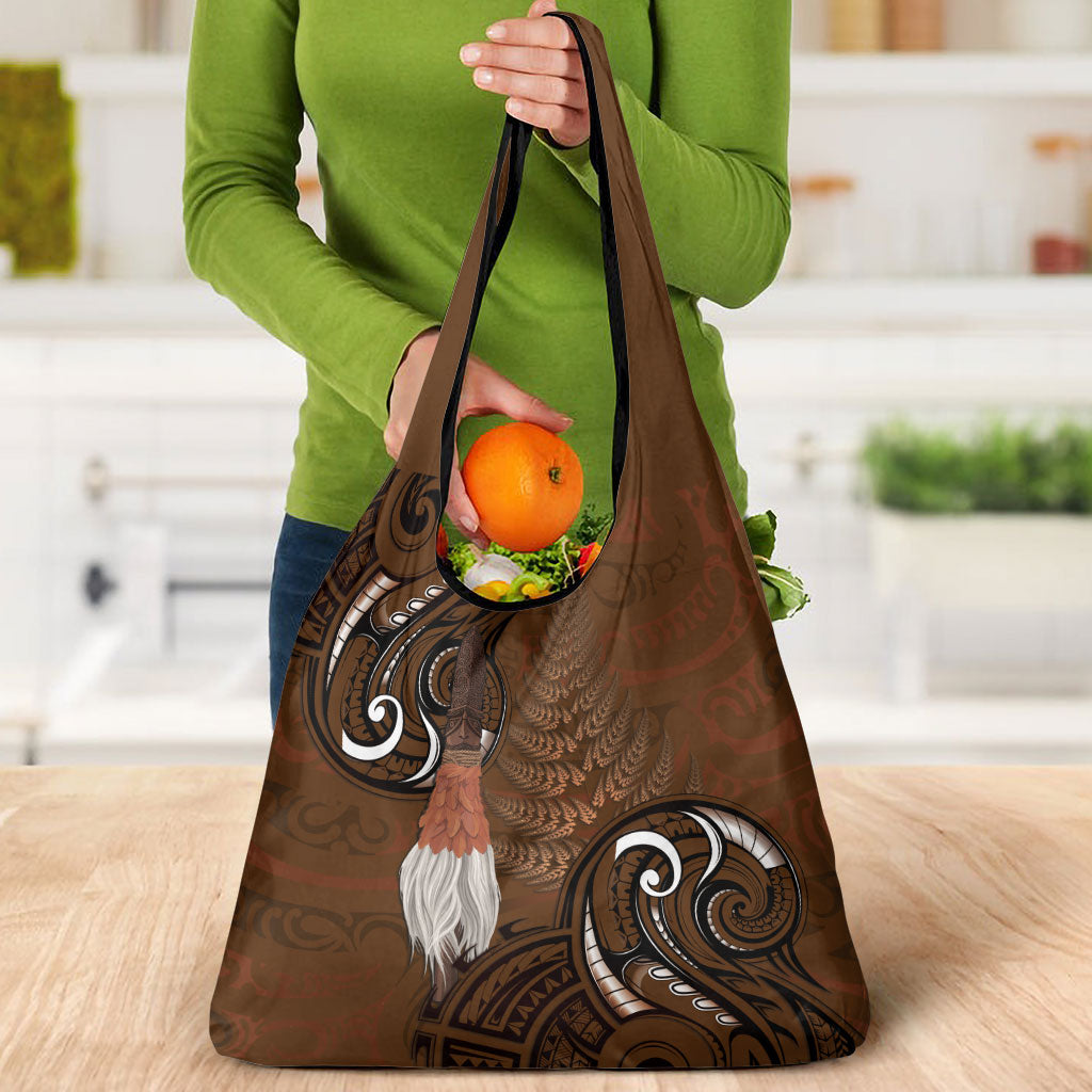 New Zealand Taiaha Grocery Bag Maori Weapon Silver Fern Maori Pattern